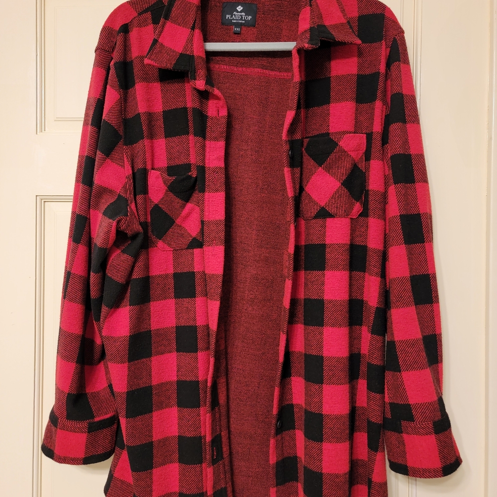 Plaid Red and Black Women's Shirt XXL